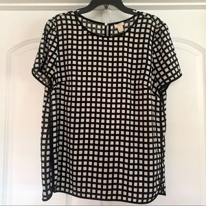 J. Crew back and white window pane top